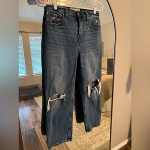 Abercrombie Ankle Straight High Rise Ripped Jeans Curve Love